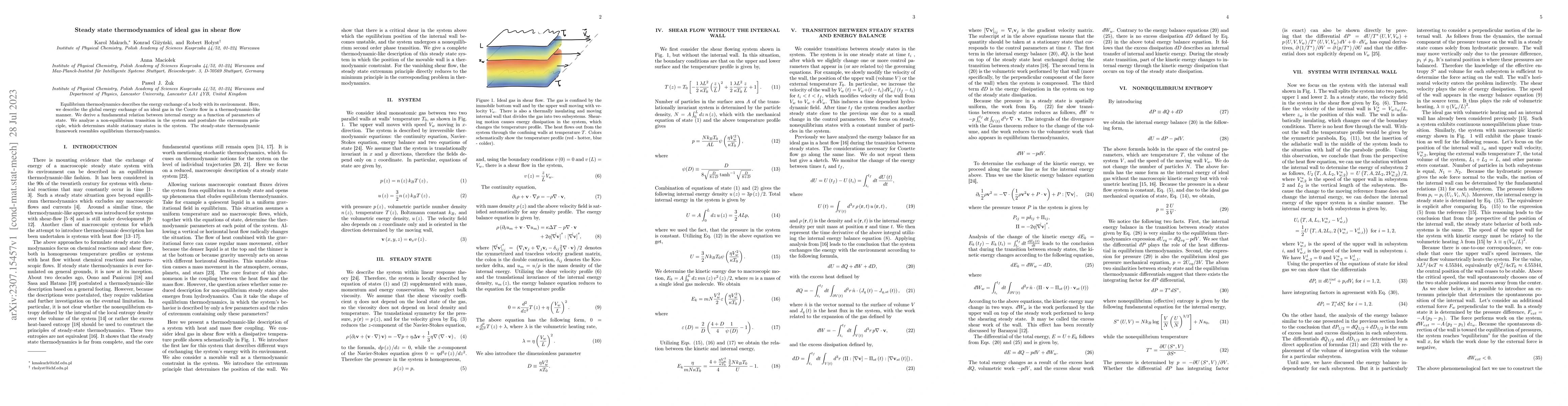 Thumbnail for Steady state thermodynamics of ideal gas in shear flow