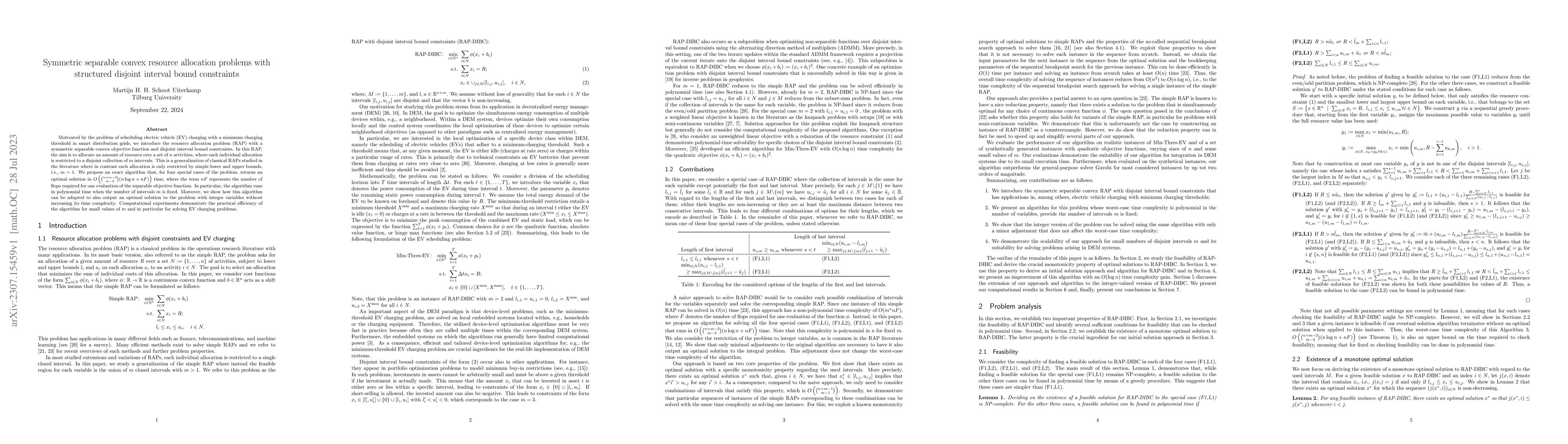 Thumbnail for Symmetric separable convex resource allocation problems with structured
  disjoint interval bound constraints