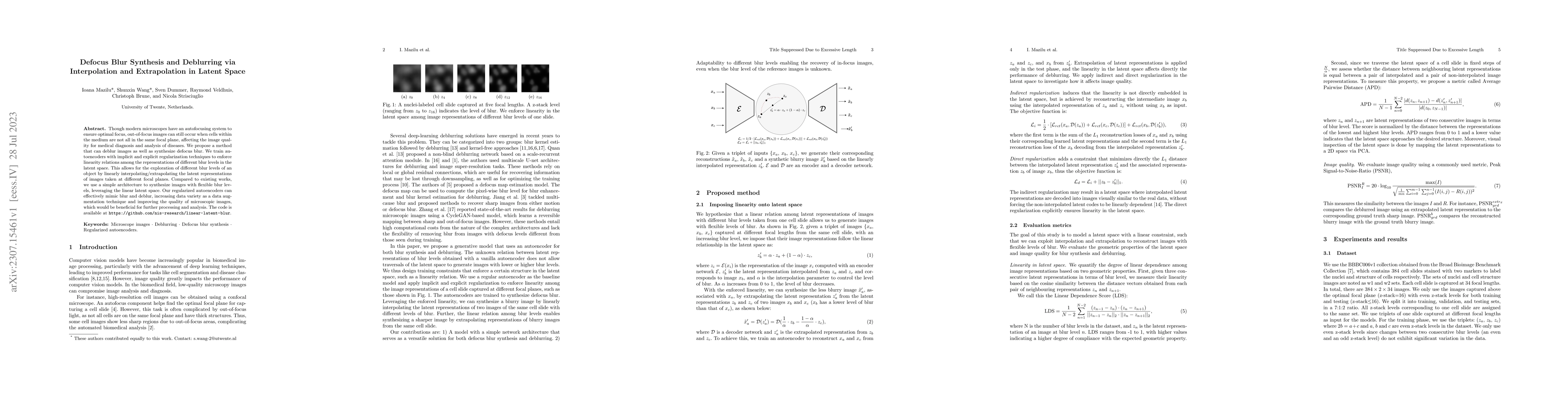 Thumbnail for Defocus Blur Synthesis and Deblurring via Interpolation and
  Extrapolation in Latent Space
