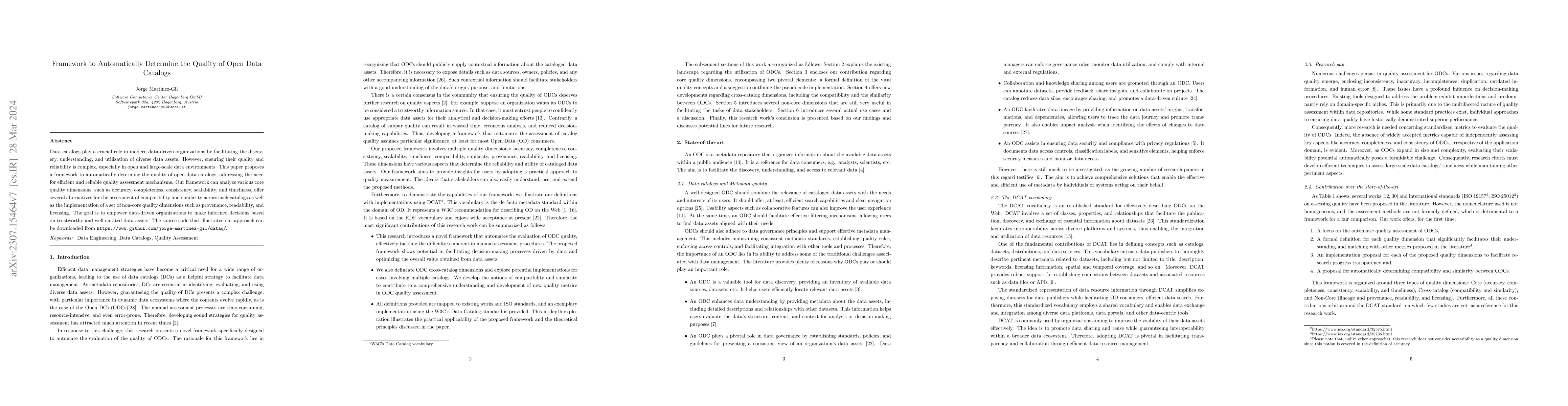 Thumbnail for Framework to Automatically Determine the Quality of Open Data Catalogs