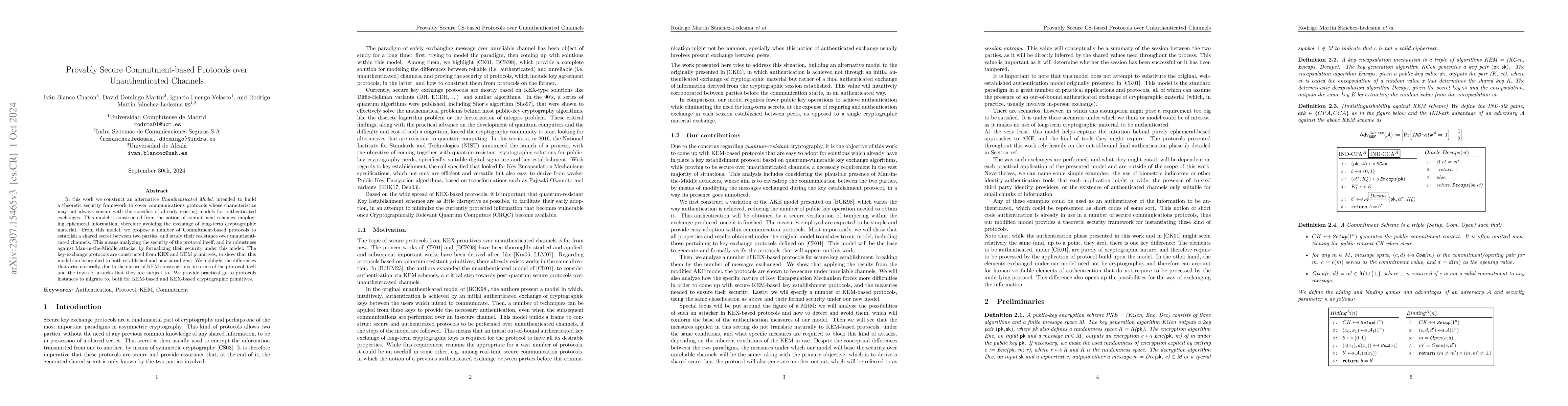Thumbnail for Provably secure KEM-based protocols over unauthenticated channels
