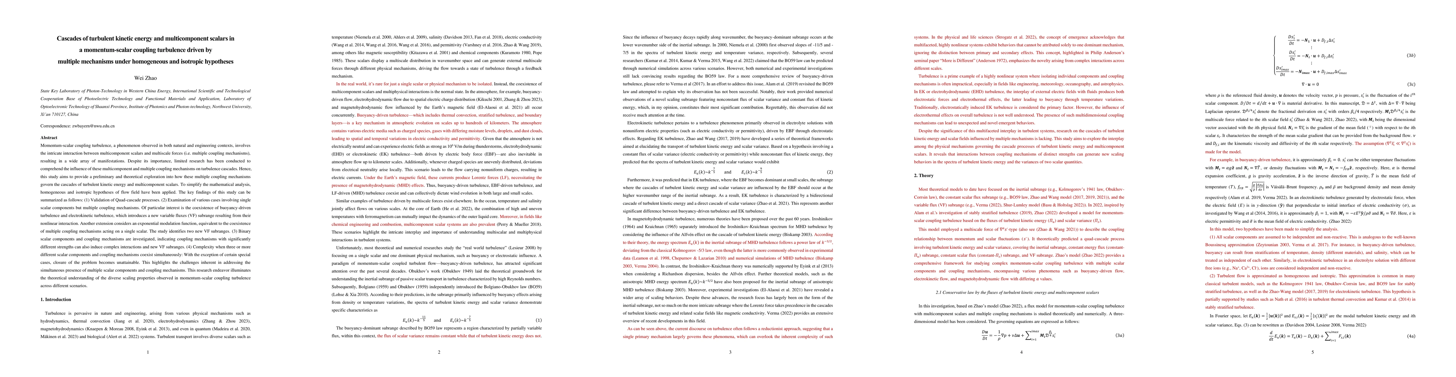 Thumbnail for Cascades of turbulent kinetic energy and multicomponent scalars in a
  momentum-scalar coupling turbulence driven by multiscale forces under
  homogeneous and isotropic hypotheses