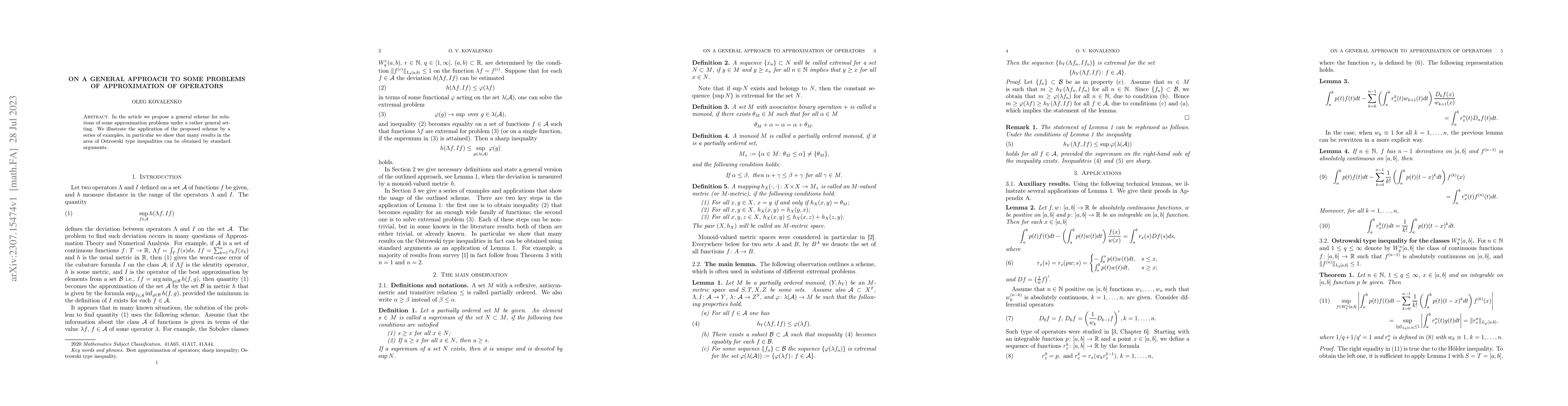 Thumbnail for On a general approach to some problems of approximation of operators