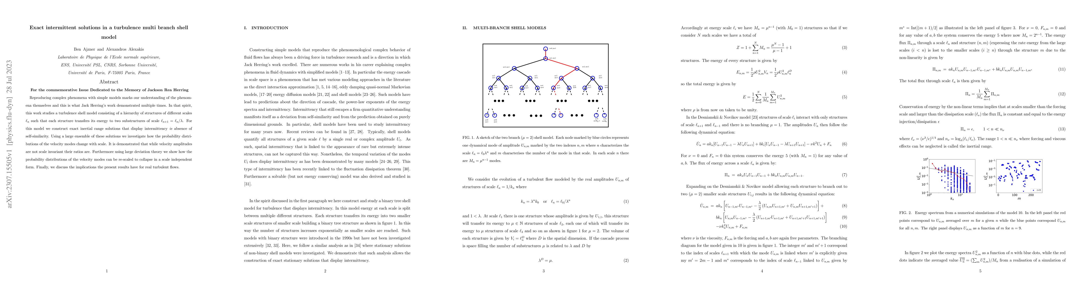 Thumbnail for Exact intermittent solutions in a turbulence multi branch shell model