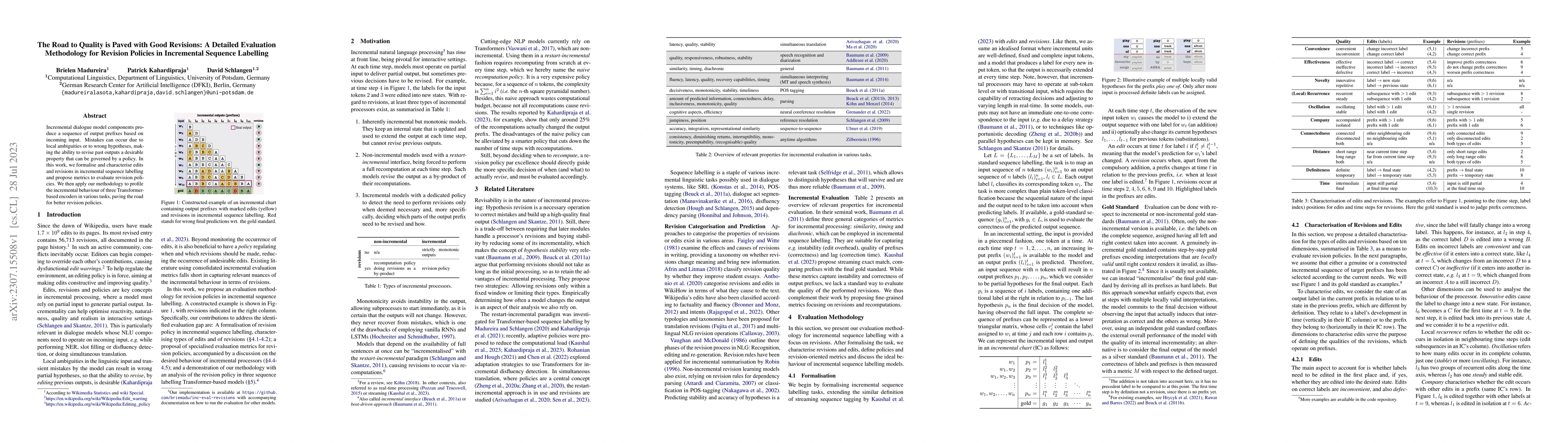 Thumbnail for The Road to Quality is Paved with Good Revisions: A Detailed Evaluation
  Methodology for Revision Policies in Incremental Sequence Labelling
