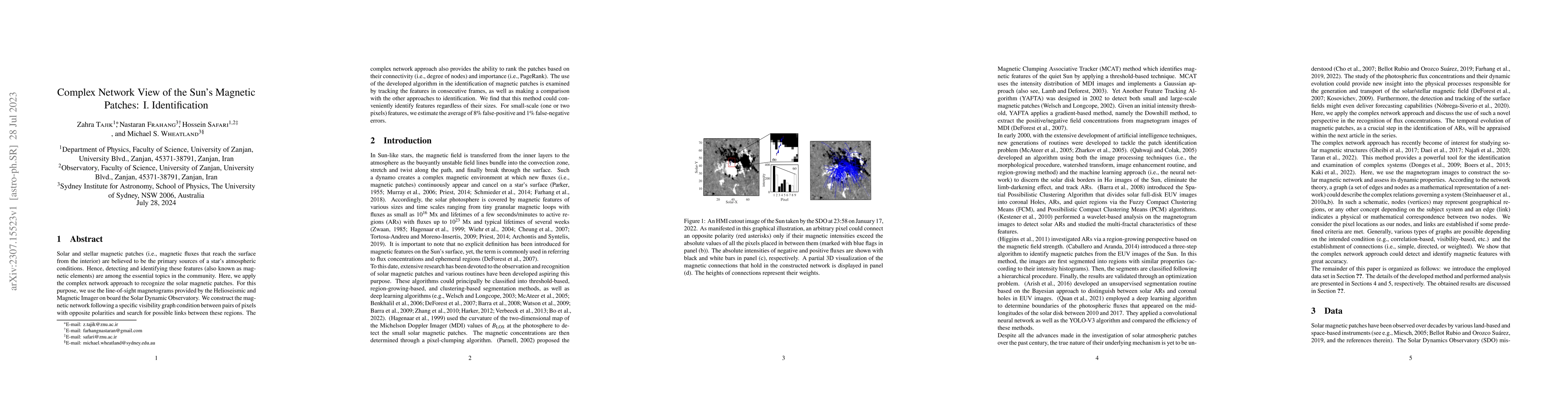 Thumbnail for Complex Network View of the Sun's Magnetic Patches: I. Identification
