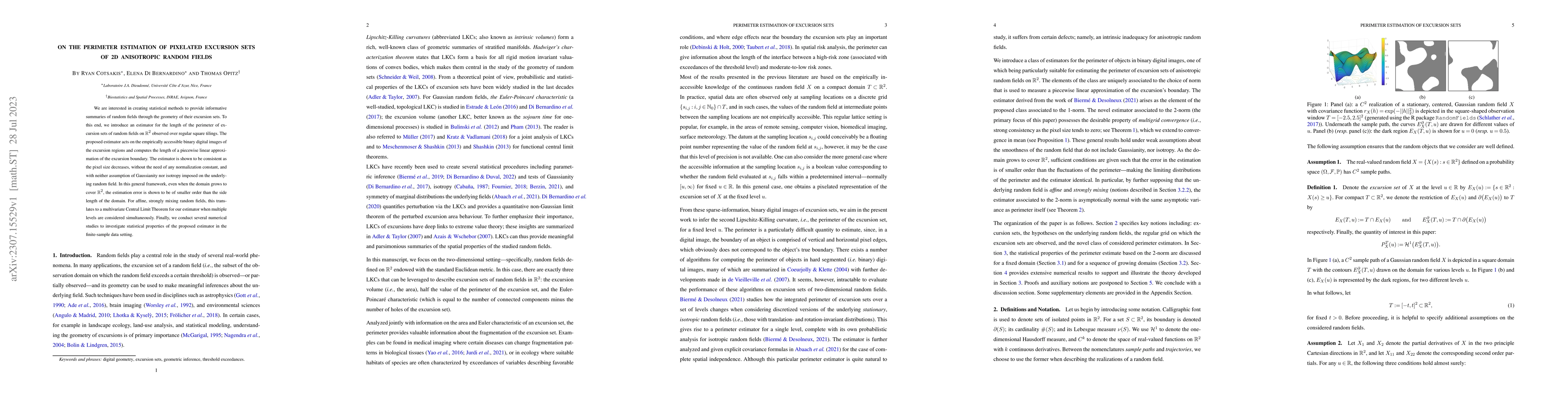 Thumbnail for On the perimeter estimation of pixelated excursion sets of 2D
  anisotropic random fields