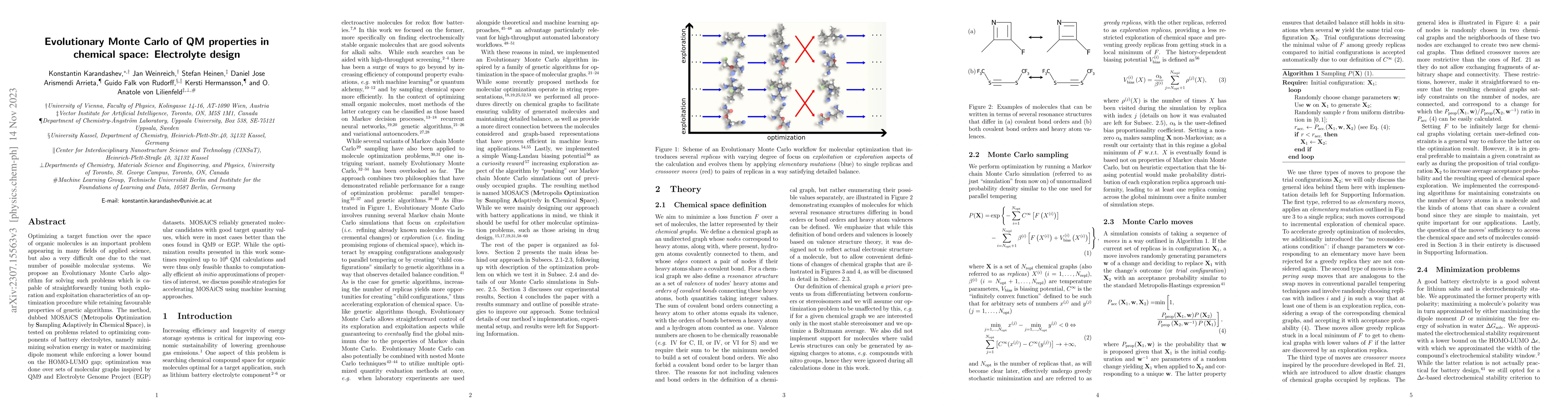 Thumbnail for Evolutionary Monte Carlo of QM properties in chemical space: Electrolyte
  design