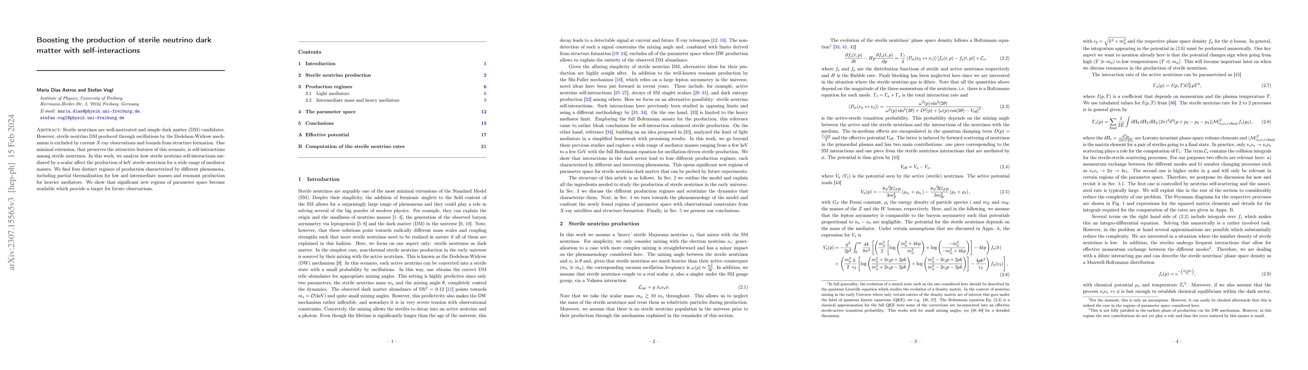 Thumbnail for Boosting the production of sterile neutrino dark matter with
  self-interactions