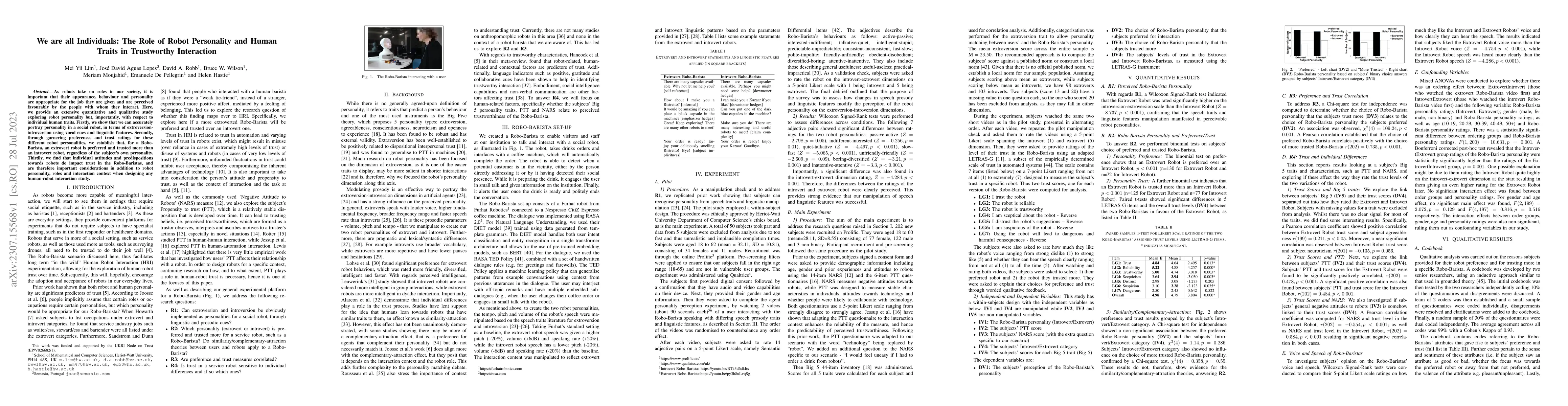 Thumbnail for We are all Individuals: The Role of Robot Personality and Human Traits
  in Trustworthy Interaction