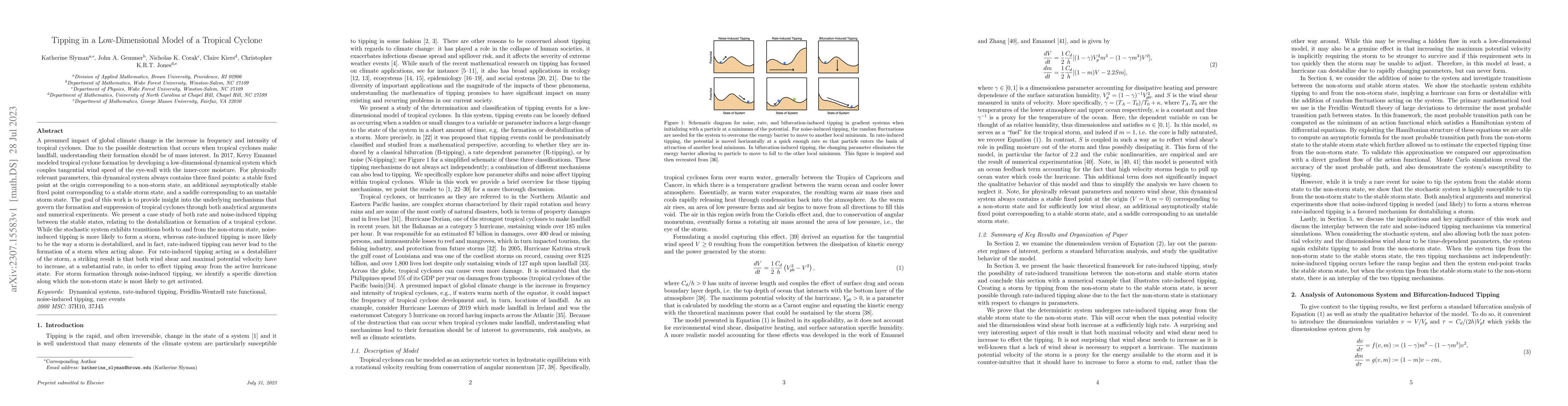 Thumbnail for Tipping in a Low-Dimensional Model of a Tropical Cyclone