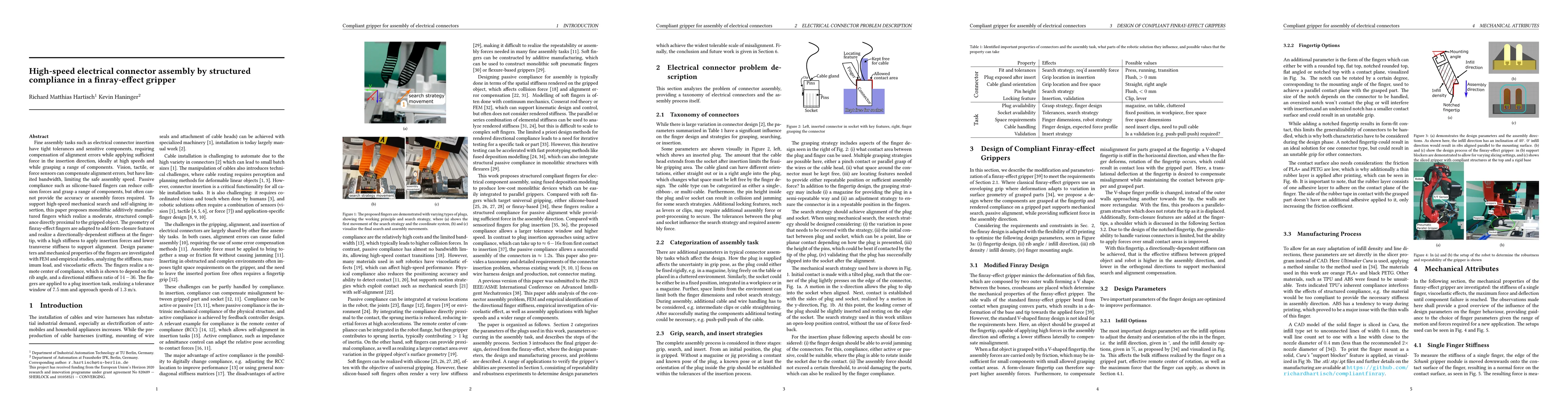 Thumbnail for High-speed electrical connector assembly by structured compliance in a
  finray-effect gripper