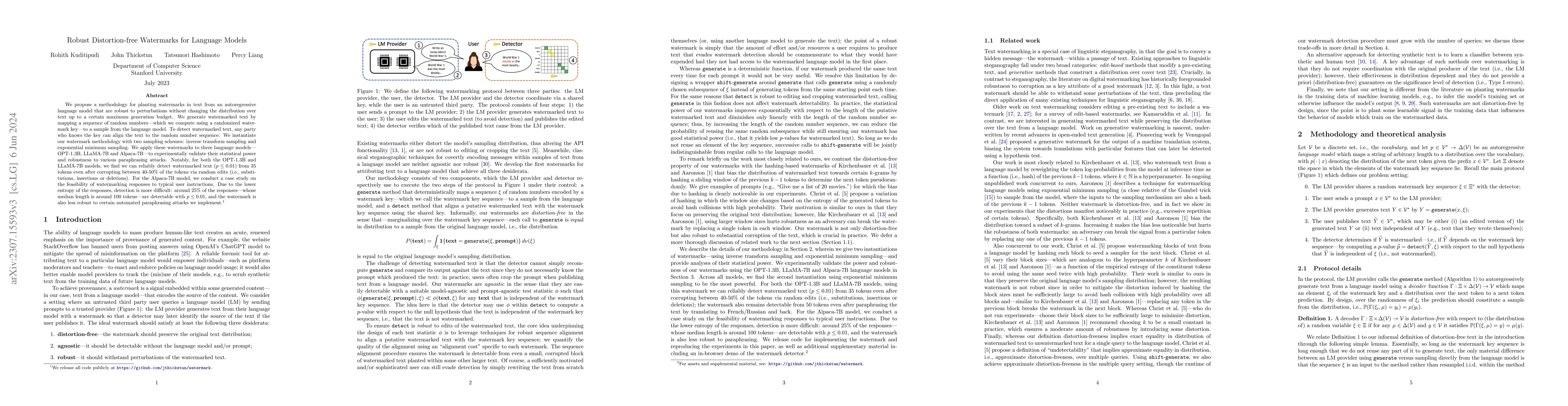 Thumbnail for Robust Distortion-free Watermarks for Language Models
