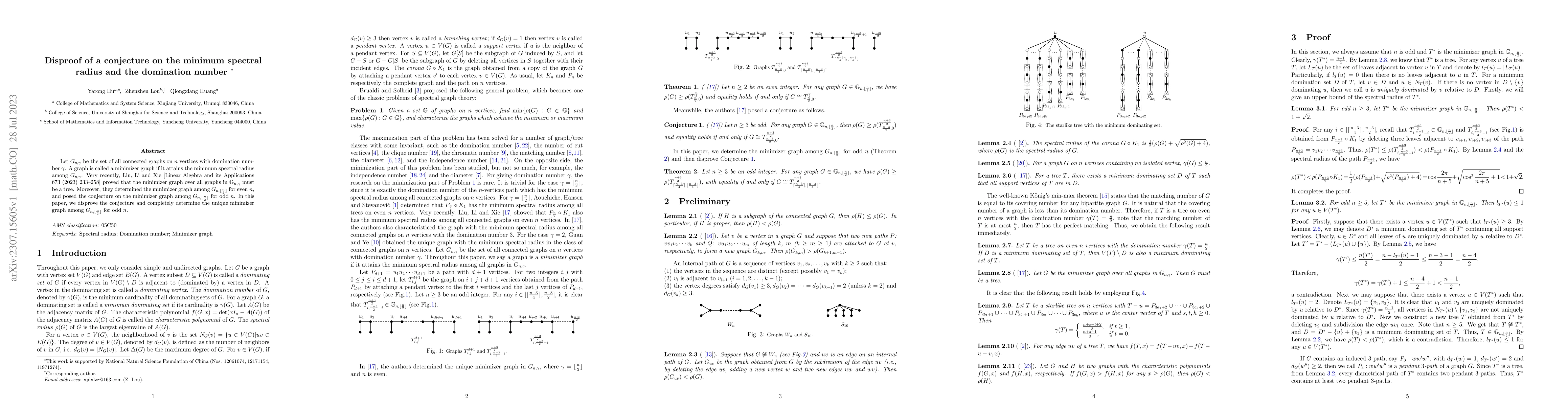 Thumbnail for Disproof of a conjecture on the minimum spectral radius and the
  domination number