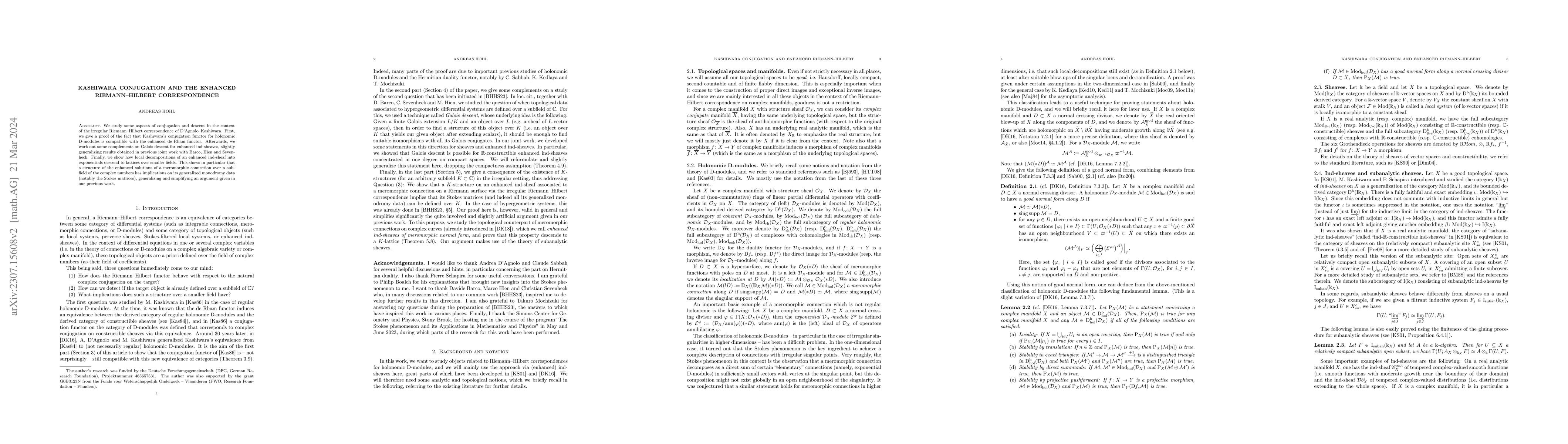 Thumbnail for Kashiwara conjugation and the enhanced Riemann-Hilbert correspondence