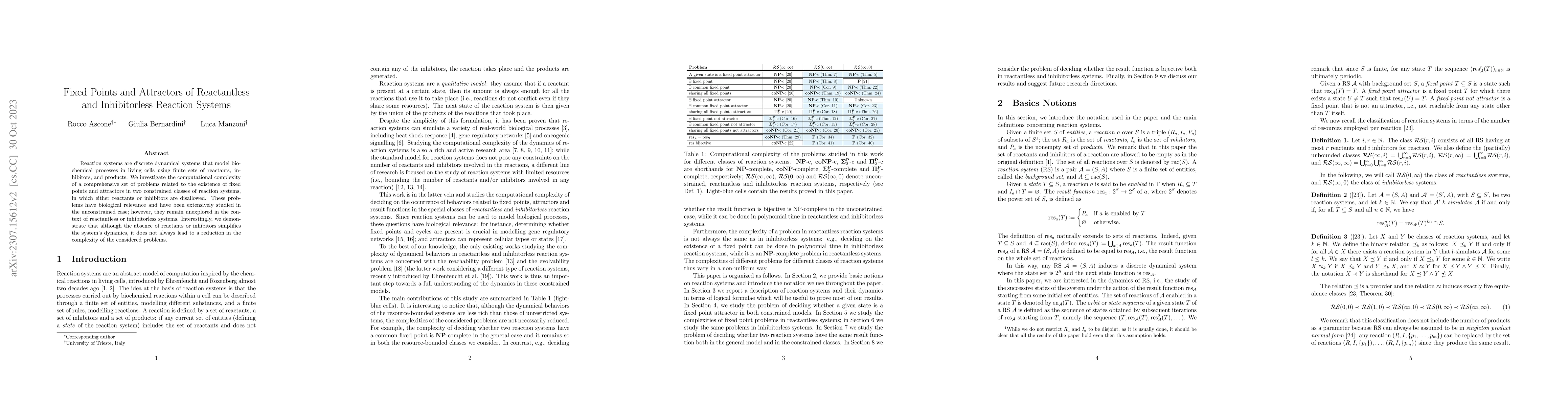 Thumbnail for Fixed Points and Attractors of Reactantless and Inhibitorless Reaction
  Systems