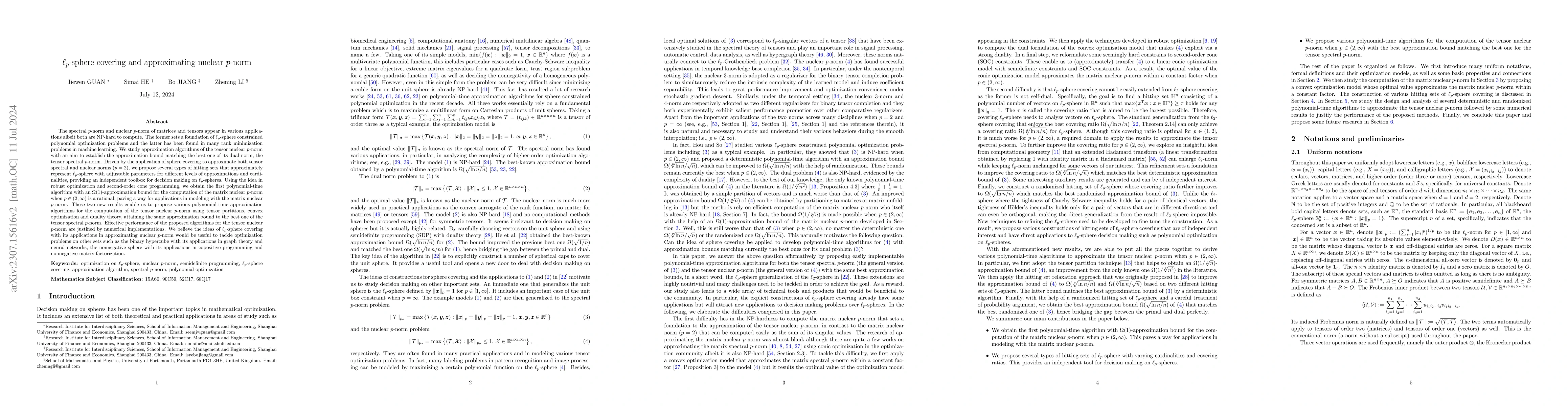 Thumbnail for $\ell_p$-sphere covering and approximating nuclear $p$-norm