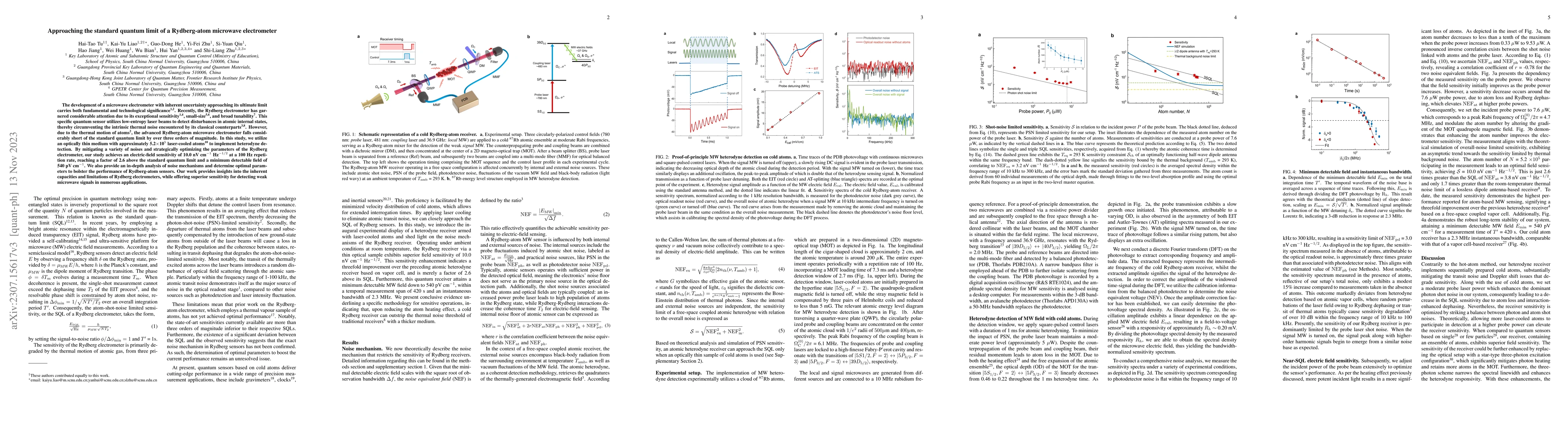 Thumbnail for Approaching the standard quantum limit of a Rydberg-atom microwave
  electrometer