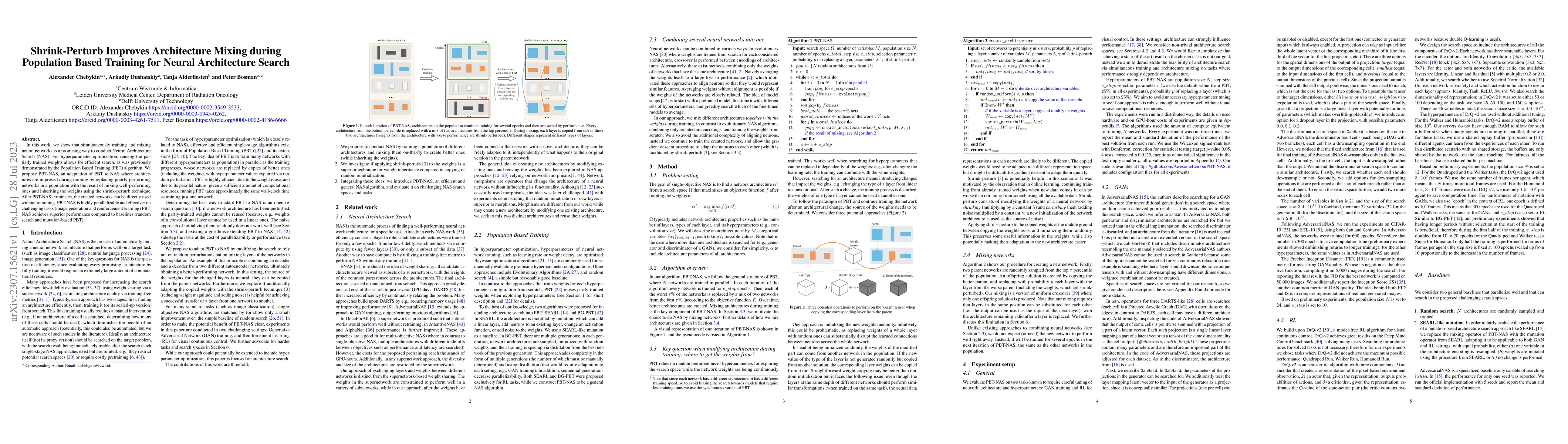 Thumbnail for Shrink-Perturb Improves Architecture Mixing during Population Based
  Training for Neural Architecture Search