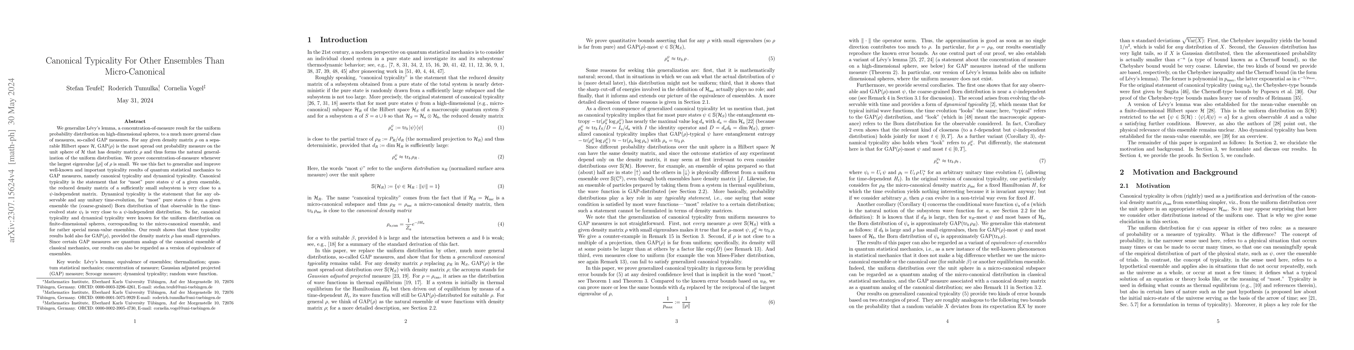 Thumbnail for Canonical Typicality For Other Ensembles Than Micro-Canonical