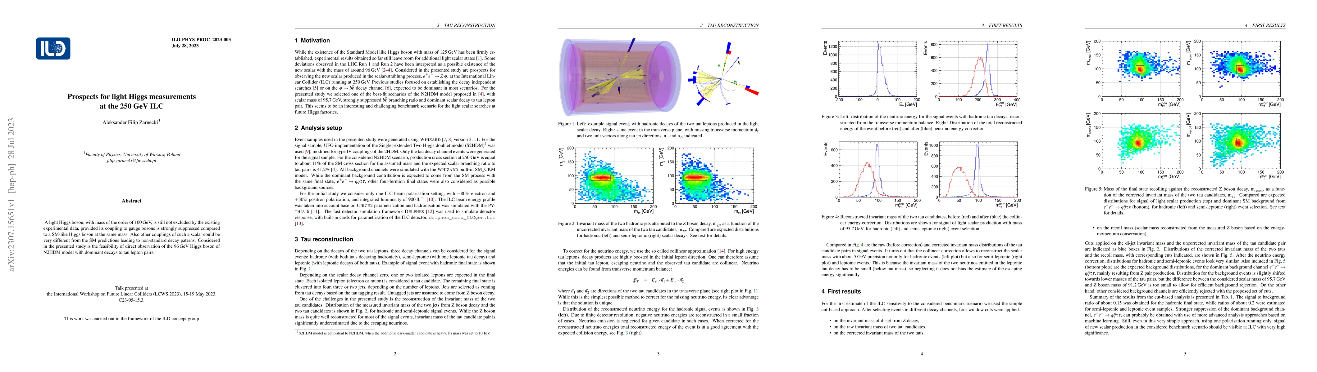 Thumbnail for Prospects for light Higgs measurements at the 250 GeV ILC