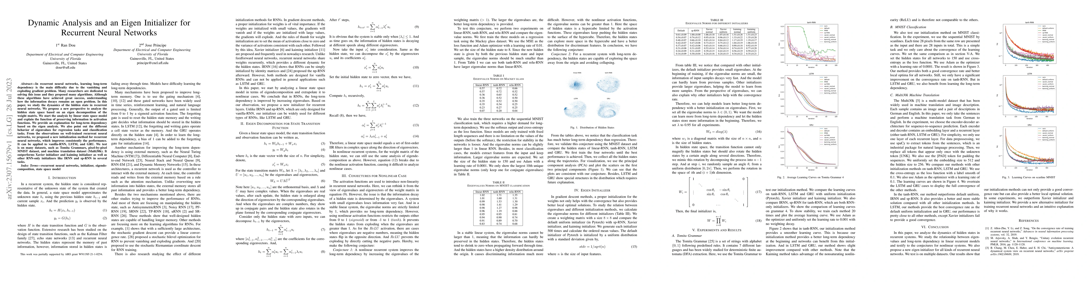Thumbnail for Dynamic Analysis and an Eigen Initializer for Recurrent Neural Networks