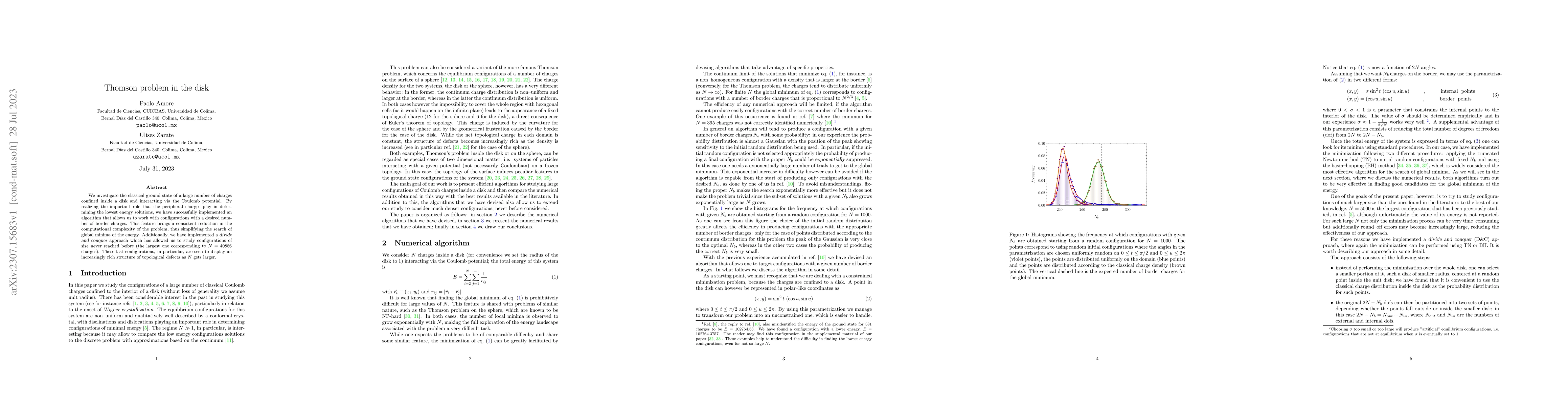 Thumbnail for Thomson problem in the disk