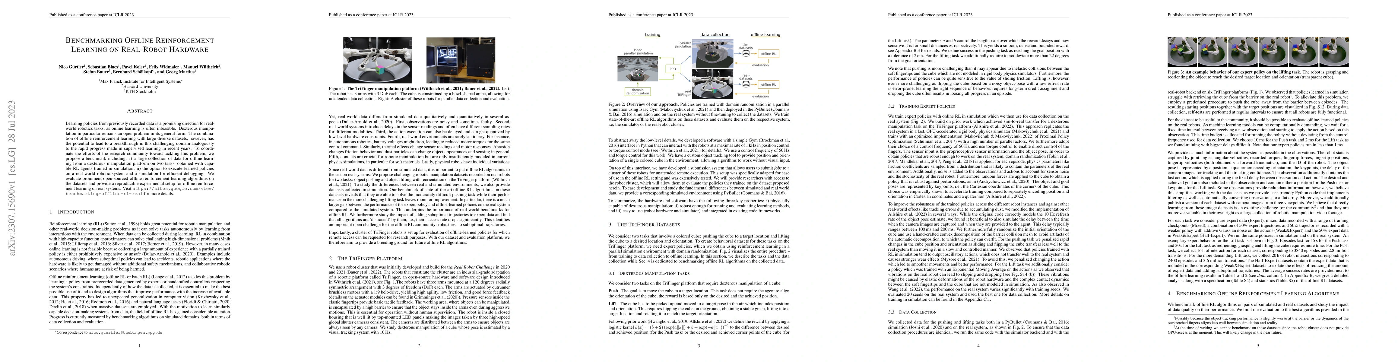Thumbnail for Benchmarking Offline Reinforcement Learning on Real-Robot Hardware