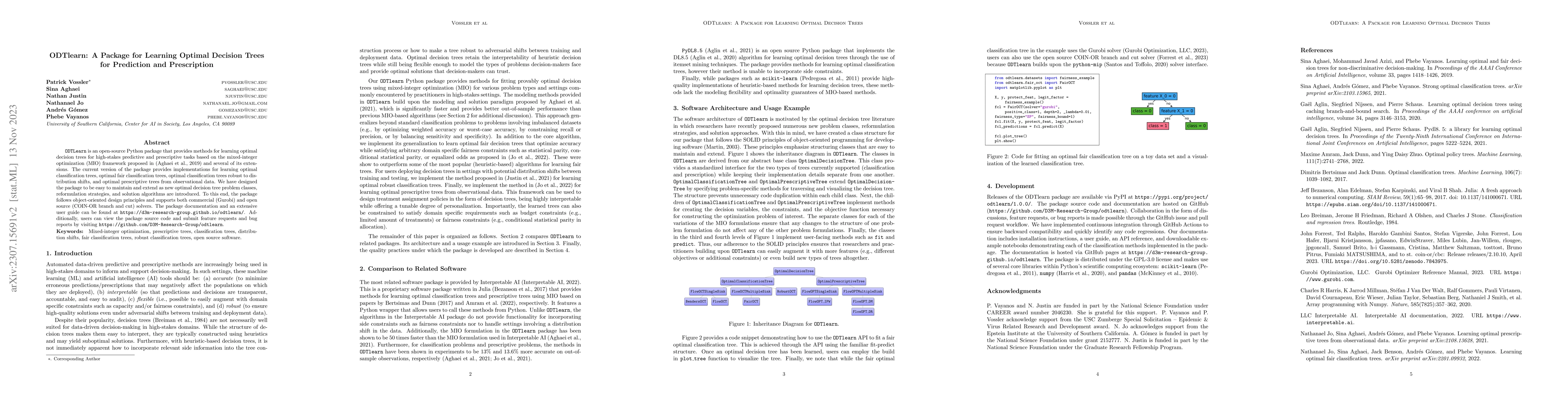 Thumbnail for ODTlearn: A Package for Learning Optimal Decision Trees for Prediction
  and Prescription