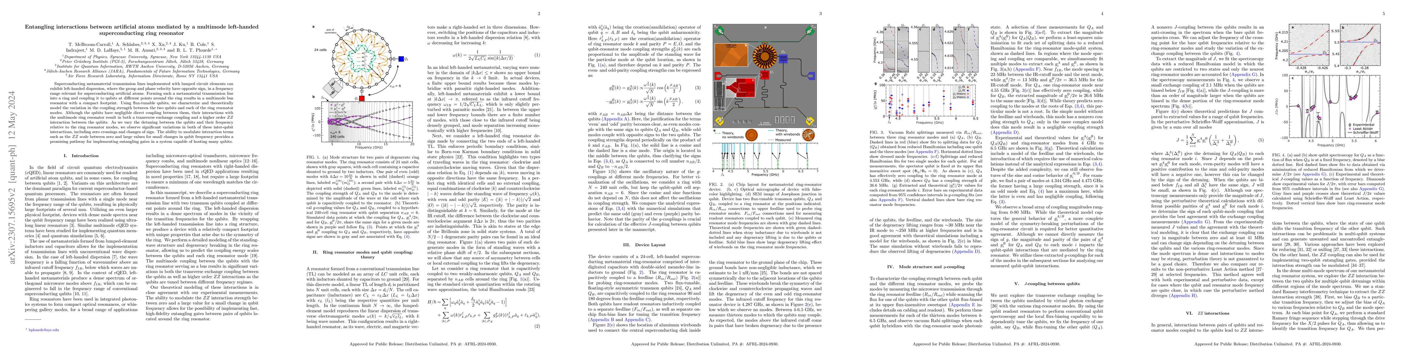 Thumbnail for Entangling interactions between artificial atoms mediated by a multimode
  left-handed superconducting ring resonator