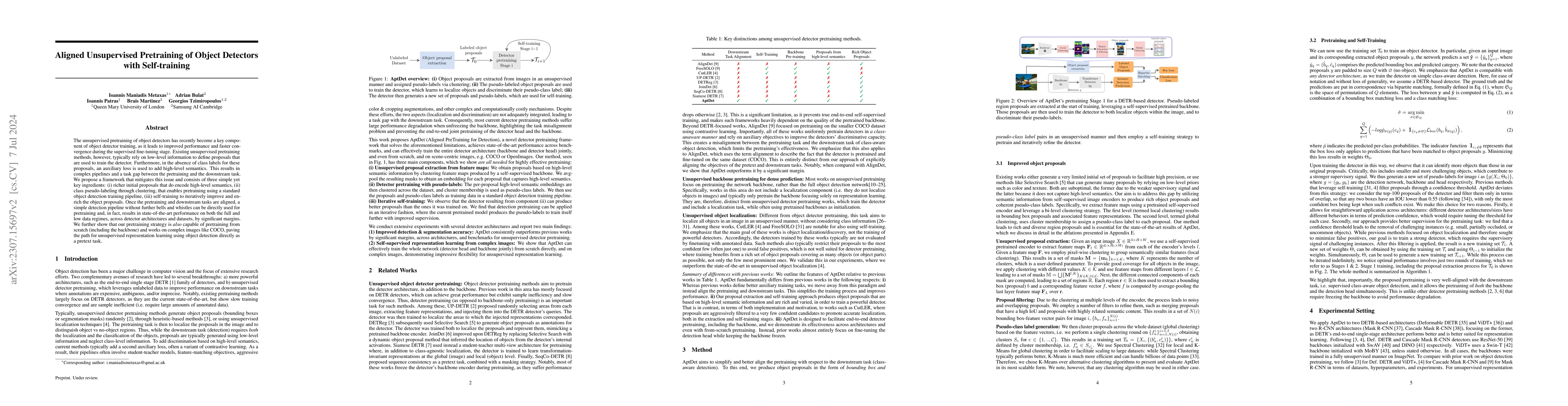 Thumbnail for Aligned Unsupervised Pretraining of Object Detectors with Self-training