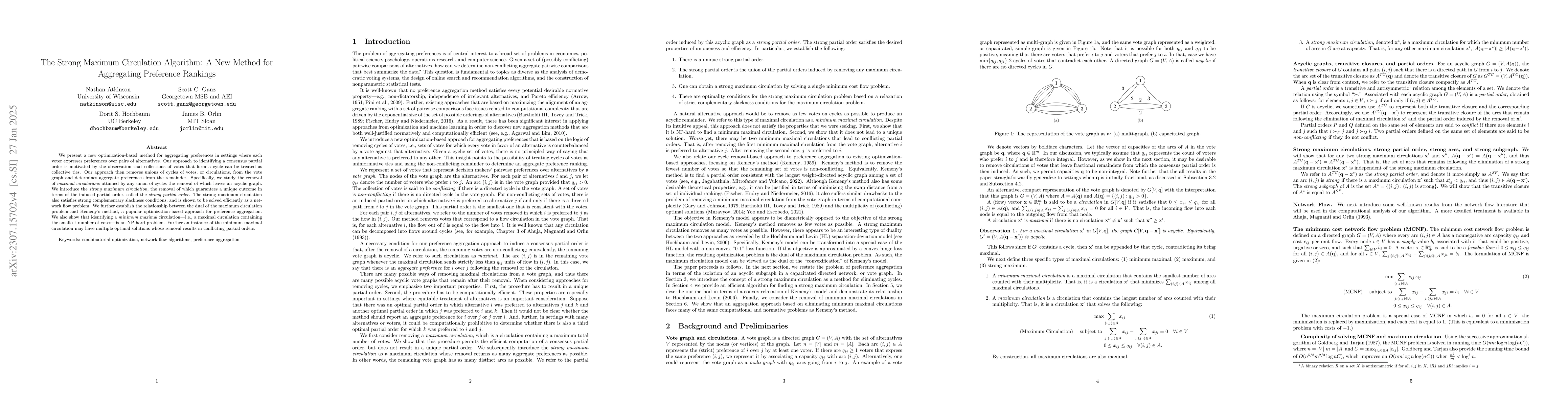 Thumbnail for The Strong Maximum Circulation Algorithm: A New Method for Aggregating
  Preference Rankings