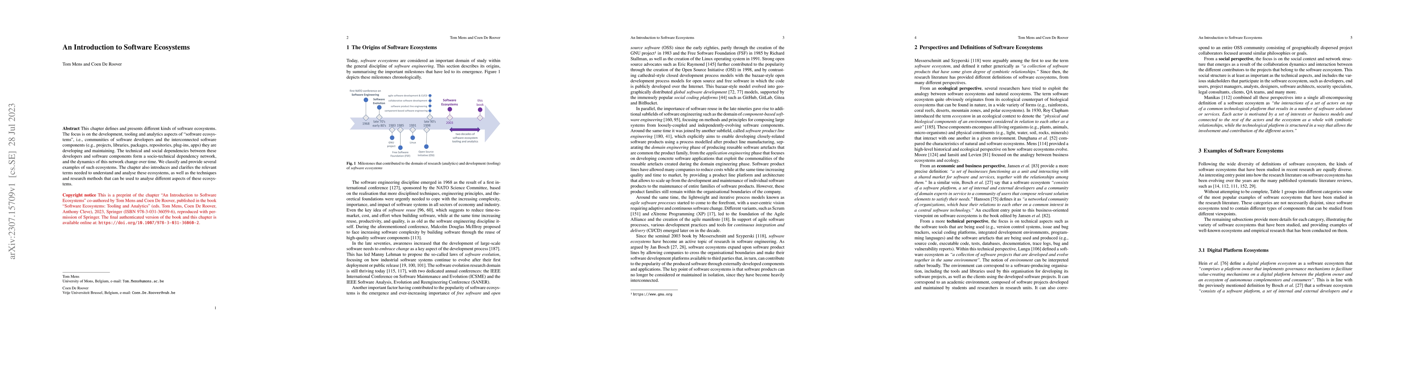 Thumbnail for An Introduction to Software Ecosystems