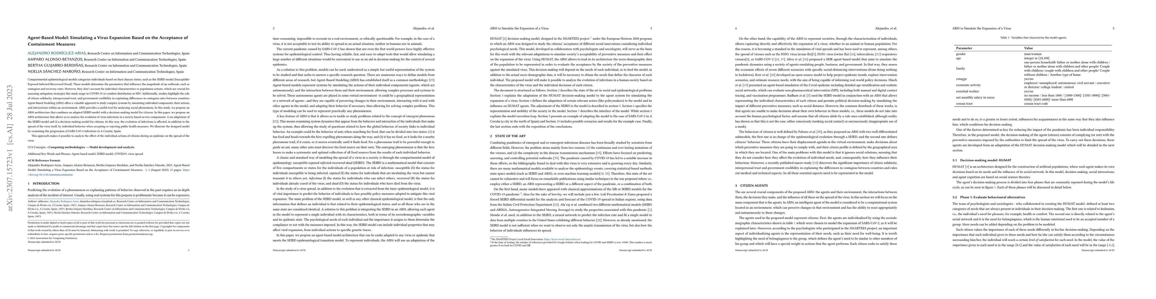 Thumbnail for Agent-Based Model: Simulating a Virus Expansion Based on the Acceptance
  of Containment Measures