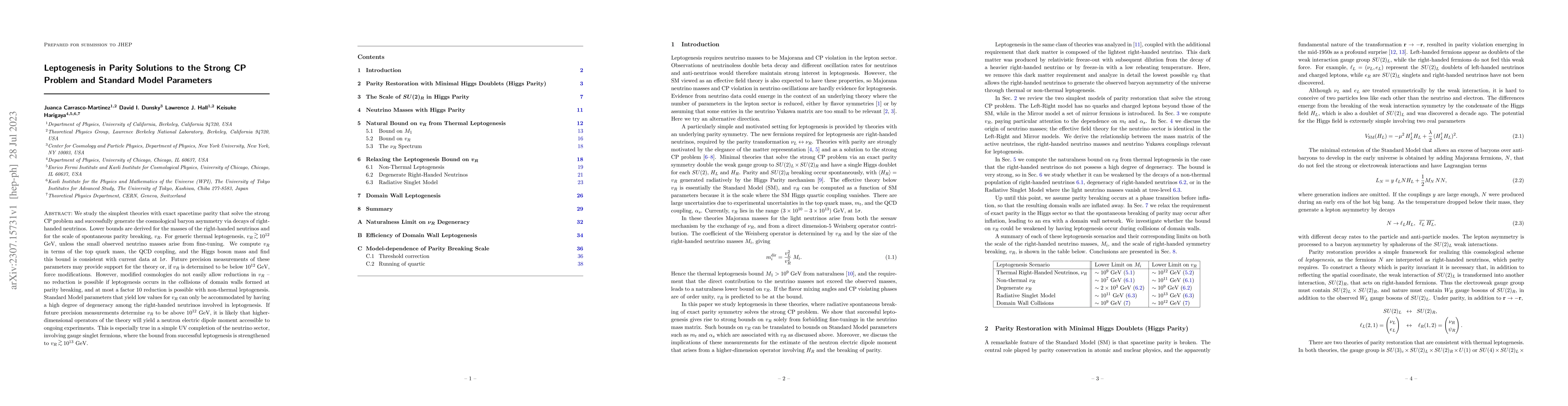 Thumbnail for Leptogenesis in Parity Solutions to the Strong CP Problem and Standard
  Model Parameters