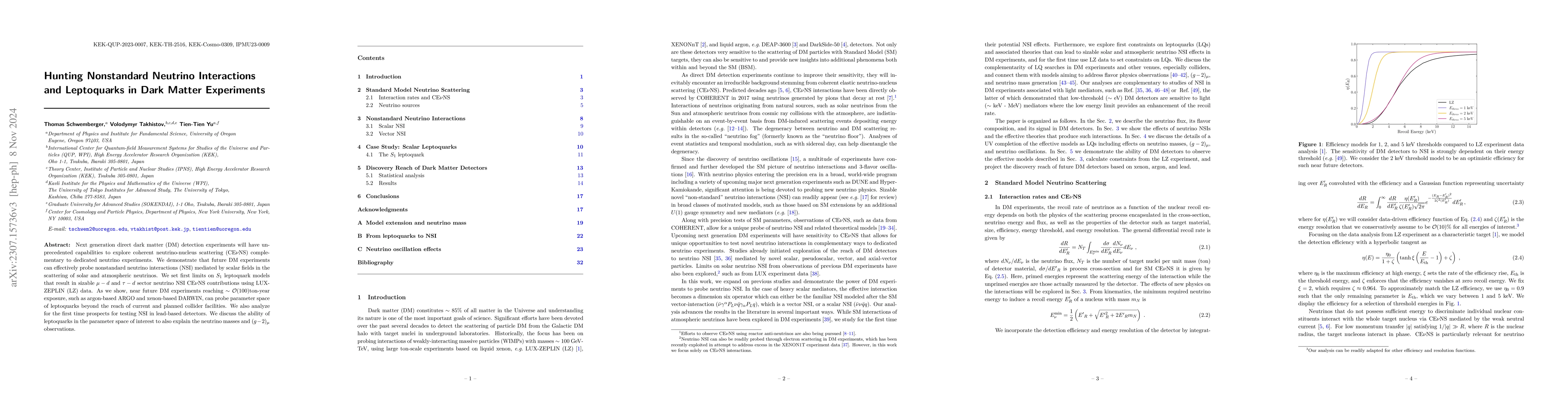 Thumbnail for Hunting Nonstandard Neutrino Interactions and Leptoquarks in Dark Matter
  Experiments
