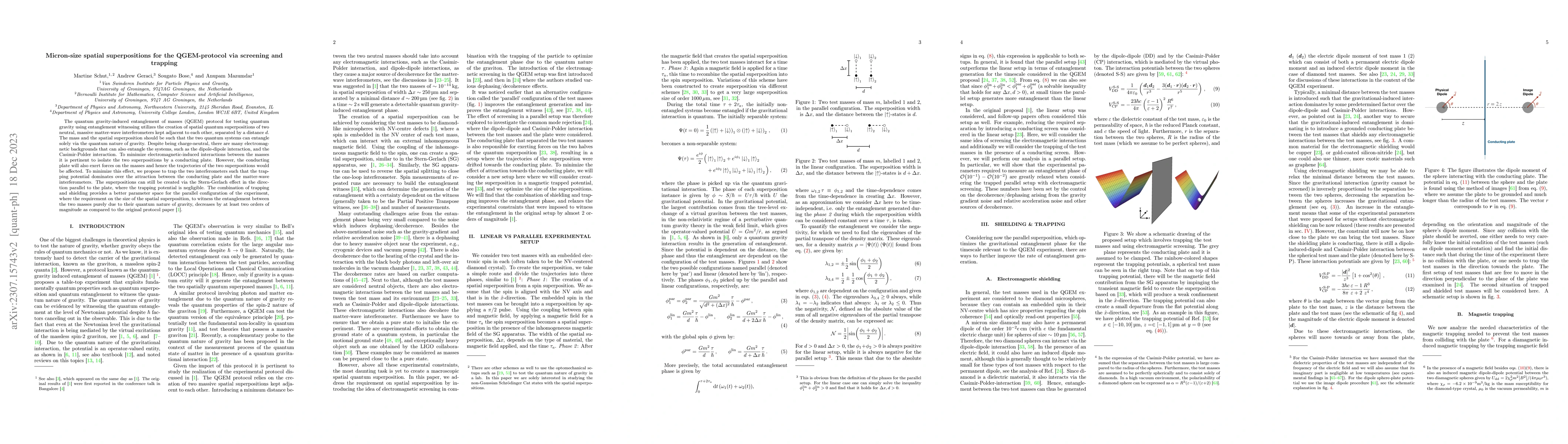 Thumbnail for Micron-size spatial superpositions for the QGEM-protocol via screening
  and trapping