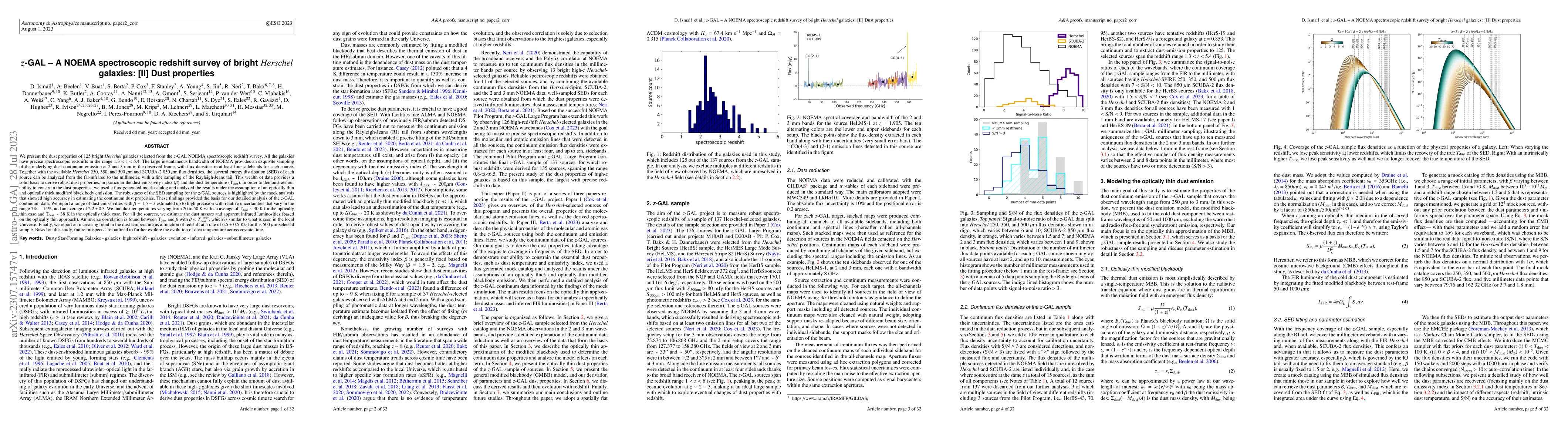 Thumbnail for z-GAL -- A NOEMA spectroscopic redshift survey of bright Herschel
  galaxies: [II] Dust properties