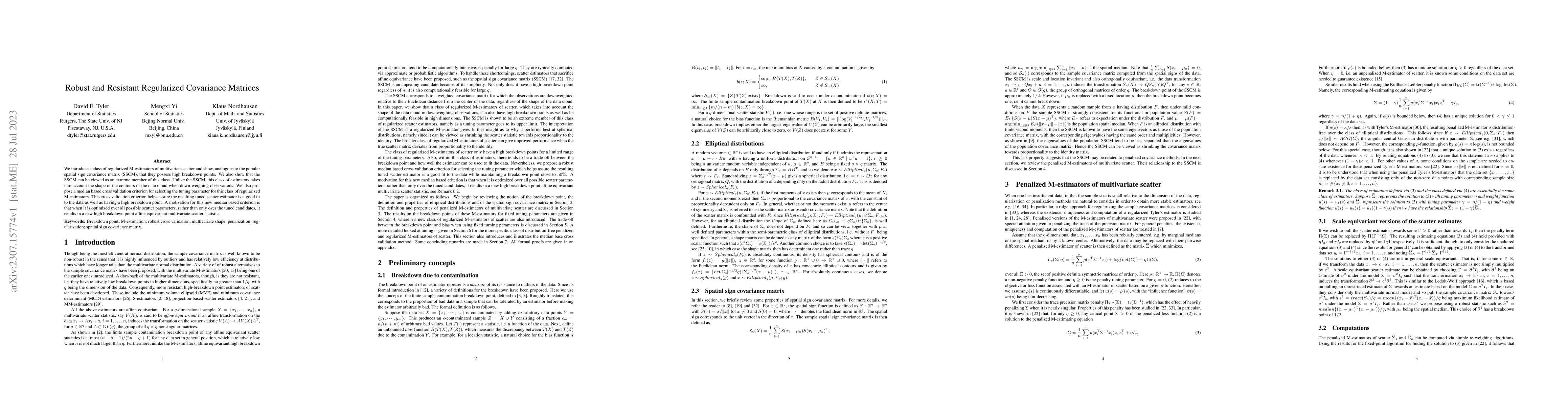 Thumbnail for Robust and Resistant Regularized Covariance Matrices