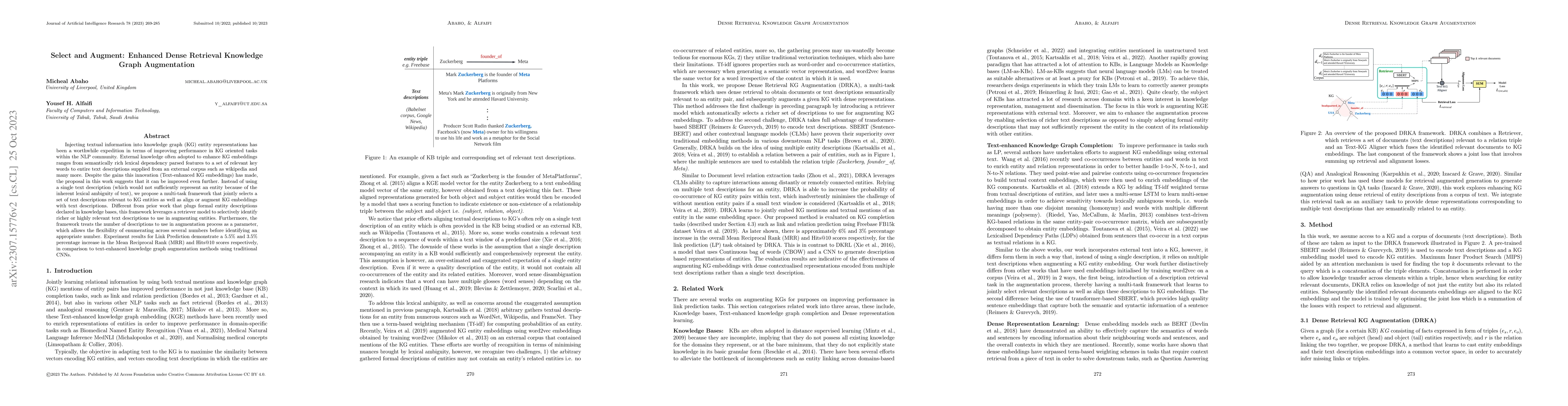 Thumbnail for Select and Augment: Enhanced Dense Retrieval Knowledge Graph
  Augmentation