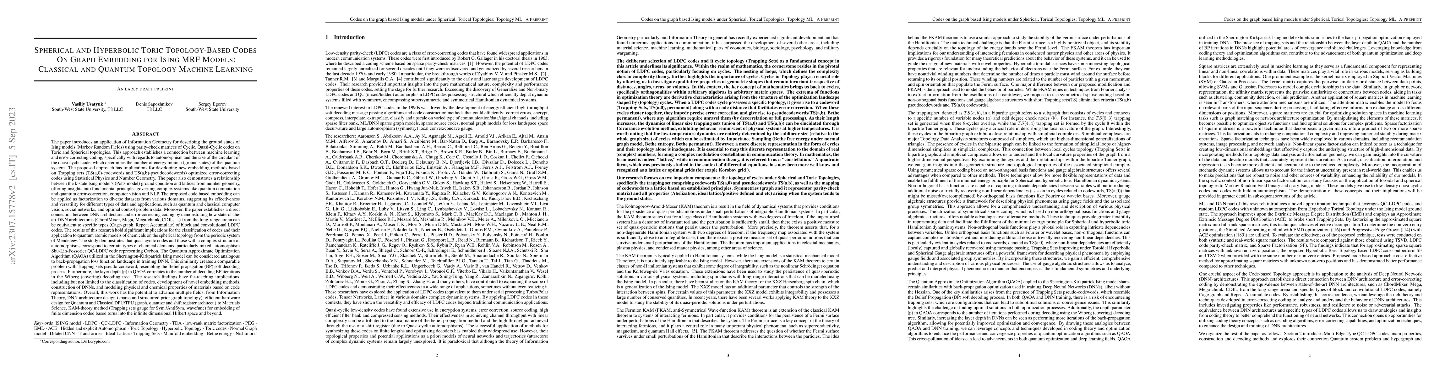 Thumbnail for Spherical and Hyperbolic Toric Topology-Based Codes On Graph Embedding
  for Ising MRF Models: Classical and Quantum Topology Machine Learning