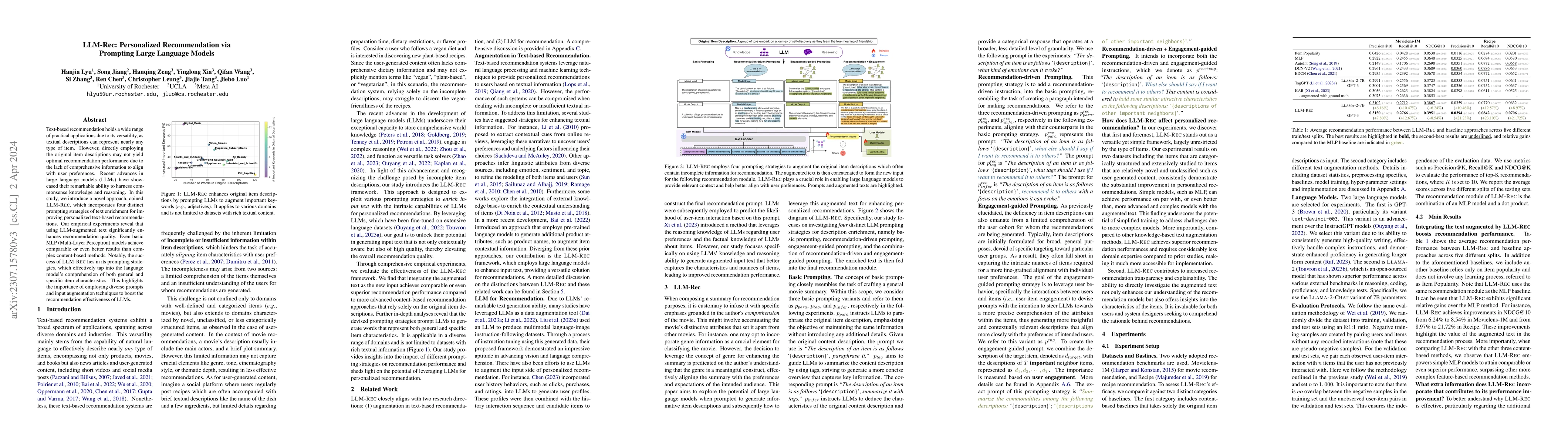 Thumbnail for LLM-Rec: Personalized Recommendation via Prompting Large Language Models