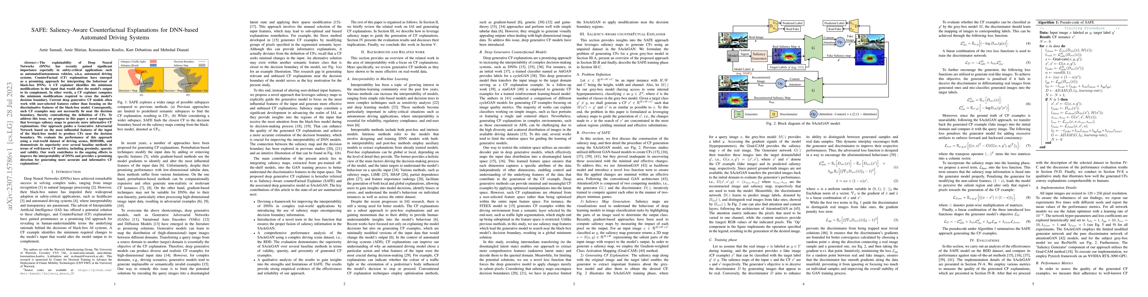Thumbnail for SAFE: Saliency-Aware Counterfactual Explanations for DNN-based Automated
  Driving Systems