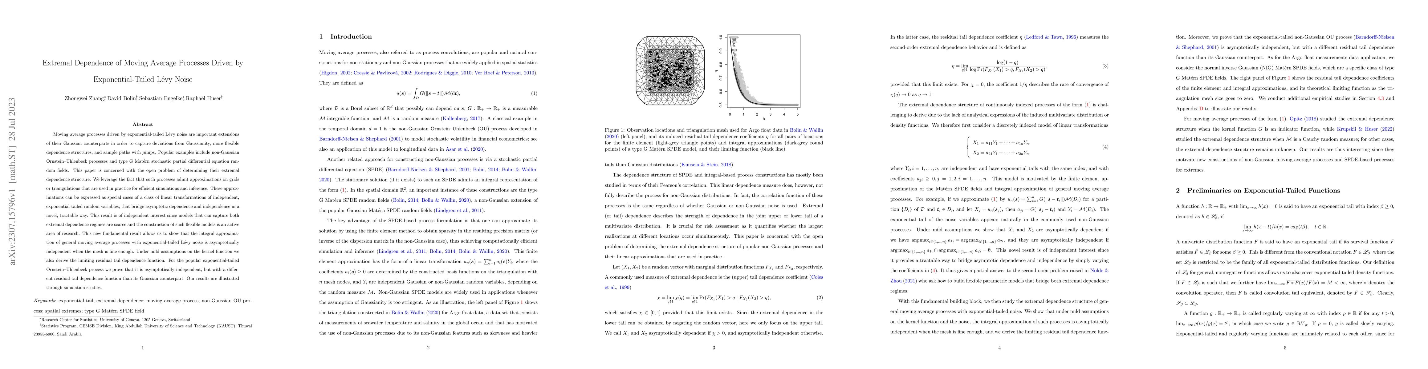 Thumbnail for Extremal Dependence of Moving Average Processes Driven by
  Exponential-Tailed L\'evy Noise