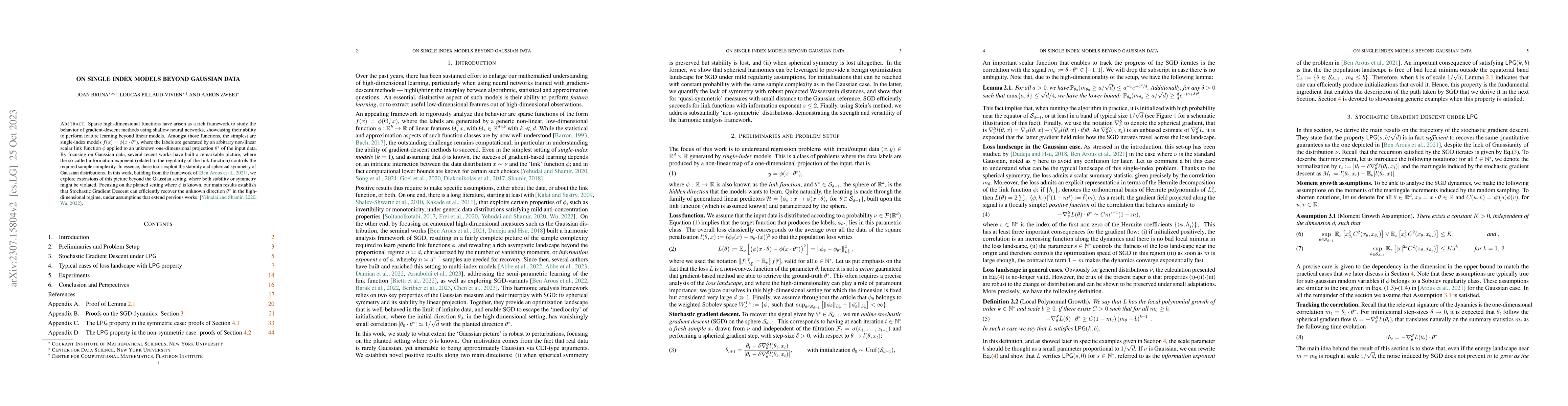 Thumbnail for On Single Index Models beyond Gaussian Data
