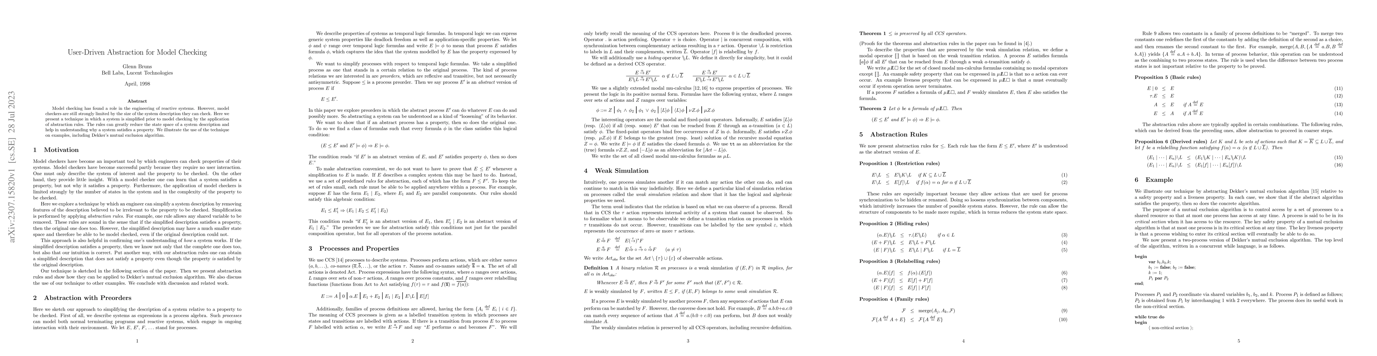 Thumbnail for User-Driven Abstraction for Model Checking