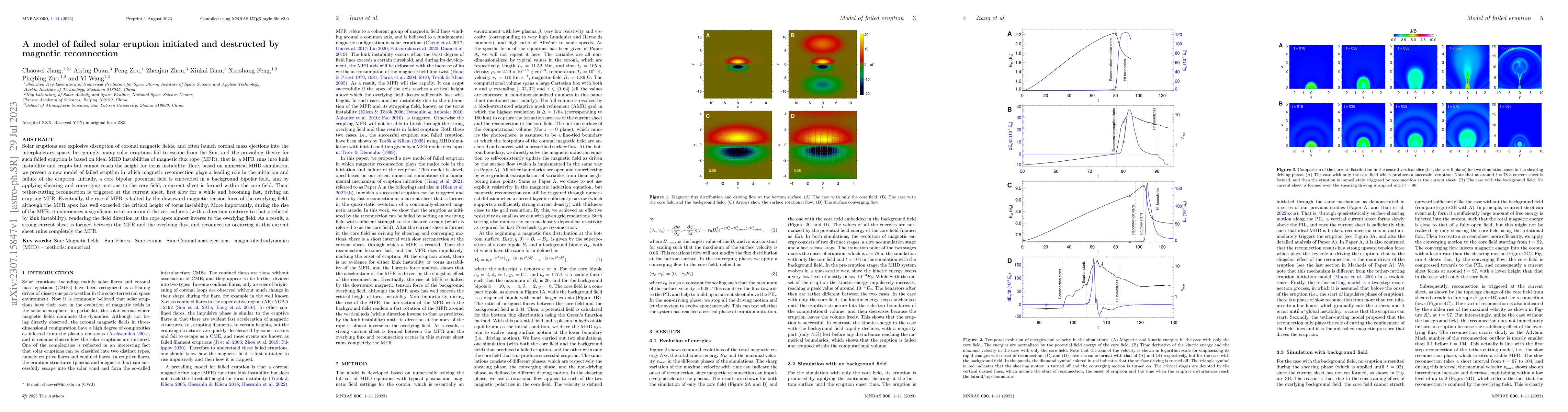 Thumbnail for A model of failed solar eruption initiated and destructed by magnetic
  reconnection
