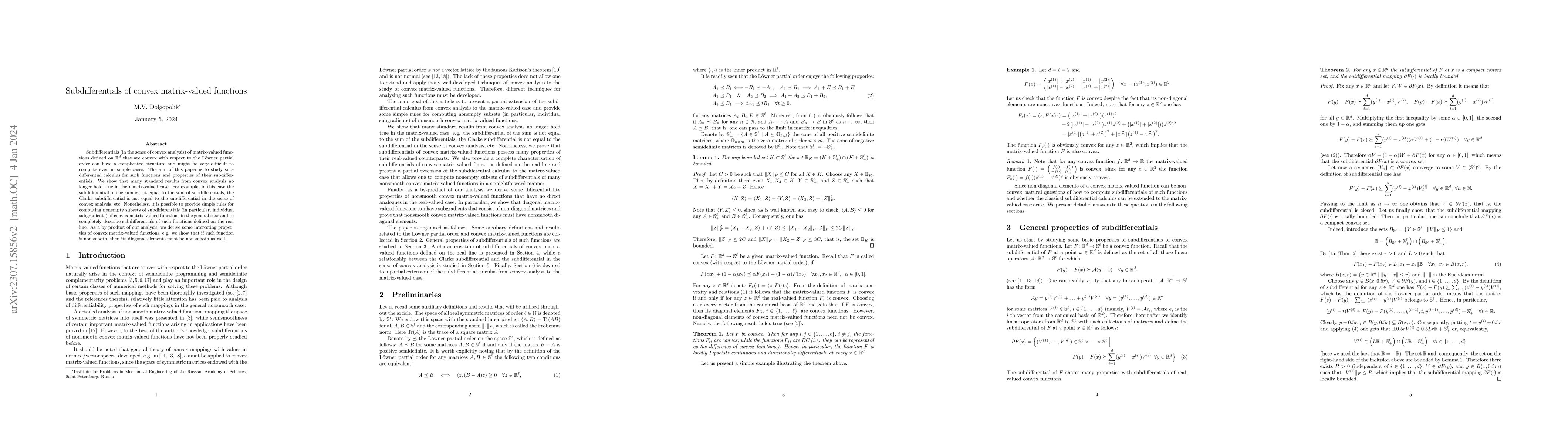 Thumbnail for Subdifferentials of convex matrix-valued functions