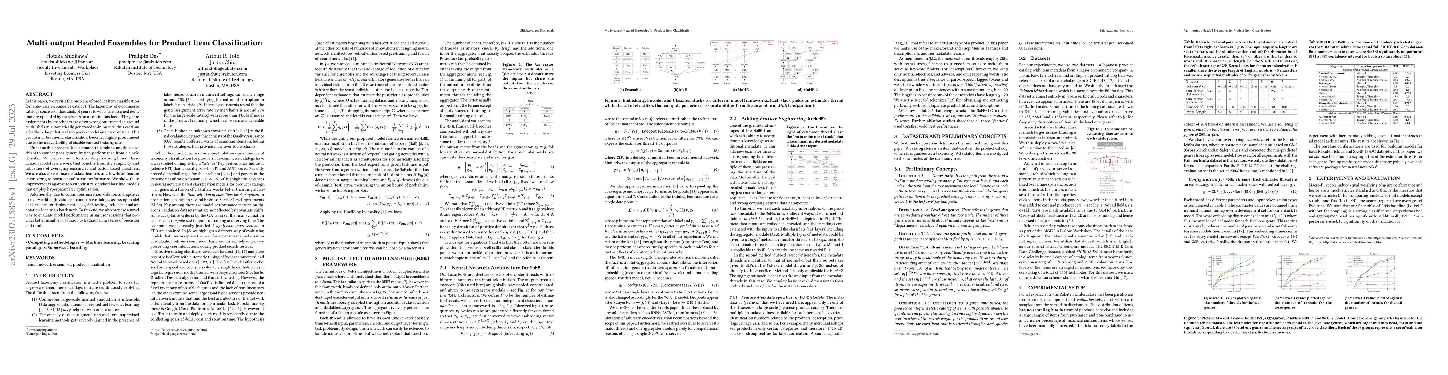 Thumbnail for Multi-output Headed Ensembles for Product Item Classification