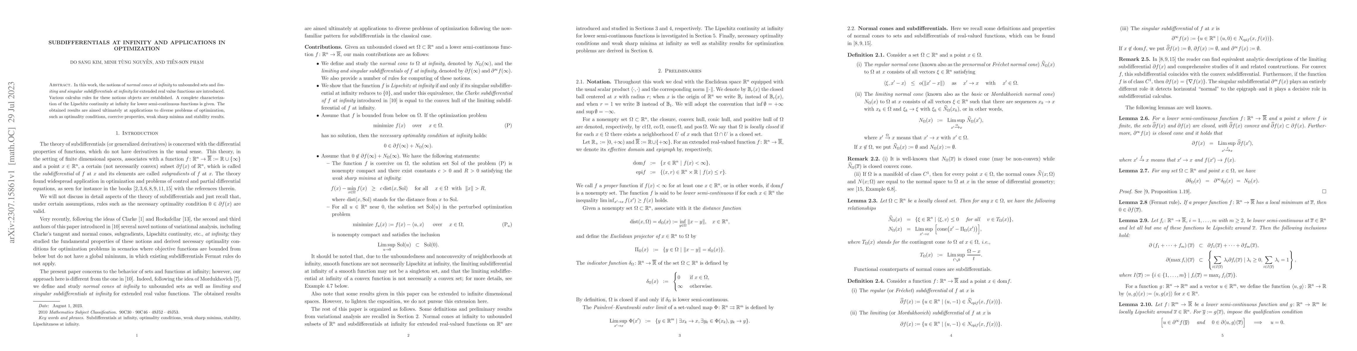 Thumbnail for Subdifferentials at infinity and applications in optimization